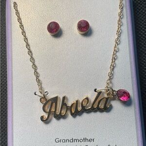 Lulu-B Gold Necklace with Pink Gemstones